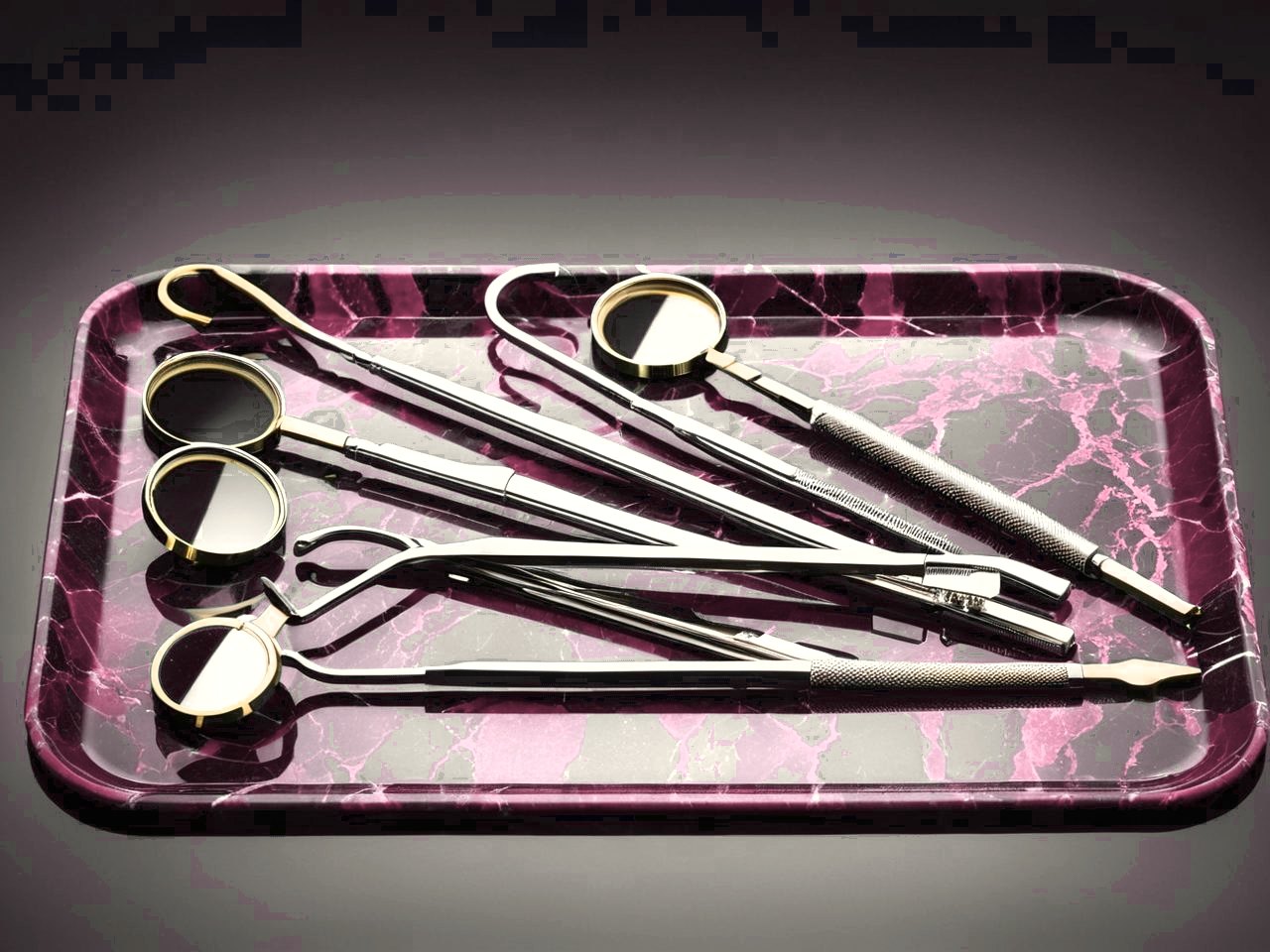 Pristine dental instruments laid out at LA Dent Studio